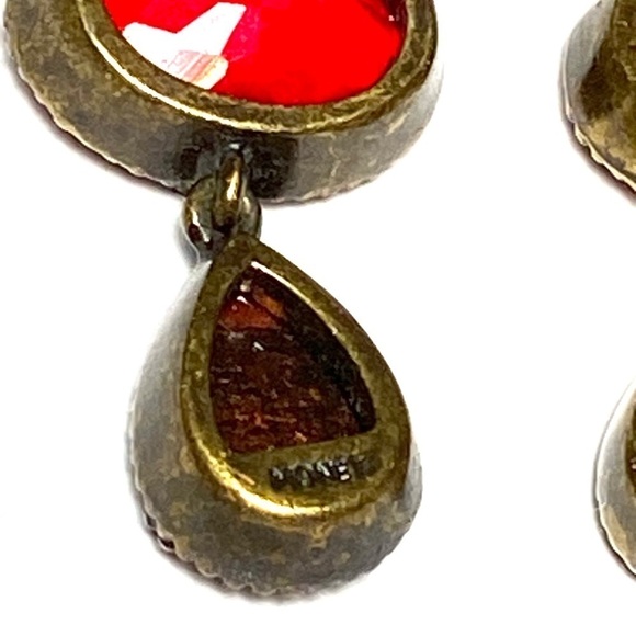 MONET Earrings Drops Dangles Acrylic Bronze Antique Tone - Picture 3 of 9